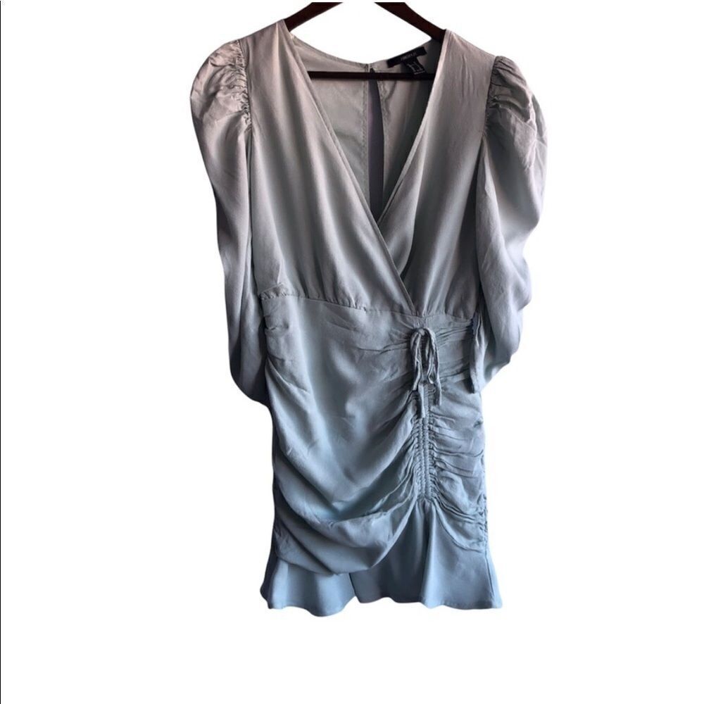 Mint Blue Green Open Back Rouched Dress